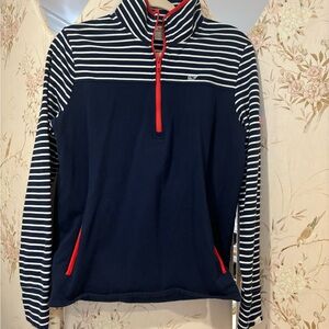 Vineyard Vines Striped Navy Quarter-Zip Pullover